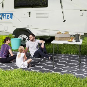 Picnicbord, foldbart campingbord, højdejusterbart klapbord, til havefester, camping, grill, plastik, metal, hvid