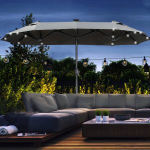 Gyngestol med armlæn, havestol, afslapningsstol til altan og terrasse, lasteevne op til 130 kg, lysebrunt grantræ