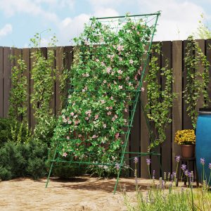 Espalier af stål til fastgørelse rustfri A-formet espalier til klatreplanter espalier 101x133x227 cm haveespalier planteespalier til grøntsager blomster klatreplanter grøn