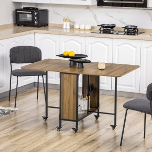 Foldbart spisebord til 6 personer, opbevaring til små rum, op til 50 kg, 130 x 80 x 74 cm, lysebrun