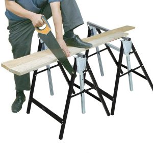 Savbukke højdejusterbar foldbar metal sort 68x56x80-130cm op til 200kg lasteevne til træbearbejdning