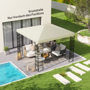 Outsuuny reservetag til pavillon 3 x 3 m, vandtæt pavillontag, reserveovertræk til havepavillon, reservedele lavet af Oxford-stof, 370 g/m², cremehvid