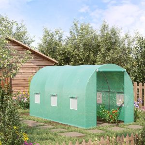 Filmdrivhus tomatdrivhus 395x195x190cm med 6 masker, rundbuedrivhus til plantedyrkning og kold ramme