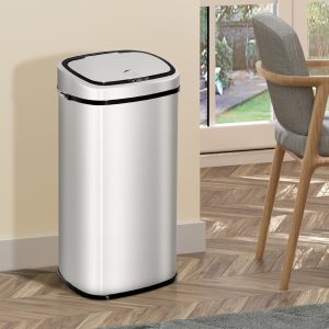 Automatisk skraldespand med sensor, køkken, rustfrit stål, sølv, 68L