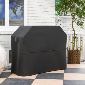Grillovertræk BBQ-overtræk Vejrbestandigt Gasgrillovertræk med Velcrolukninger, 600D Oxford, Sort, 147 x 61 x 122 cm