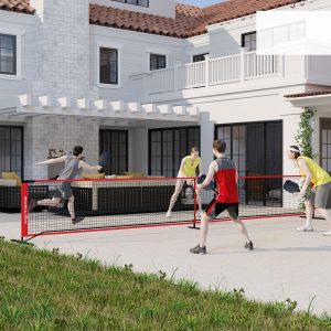 Pickleball Net Bærbart Sæt 6,7 m Pickleball System med Net, Banemarkørsæt, Boldopsamler, Fire Bolde og Bæretaske til Udendørs, Indkørsel